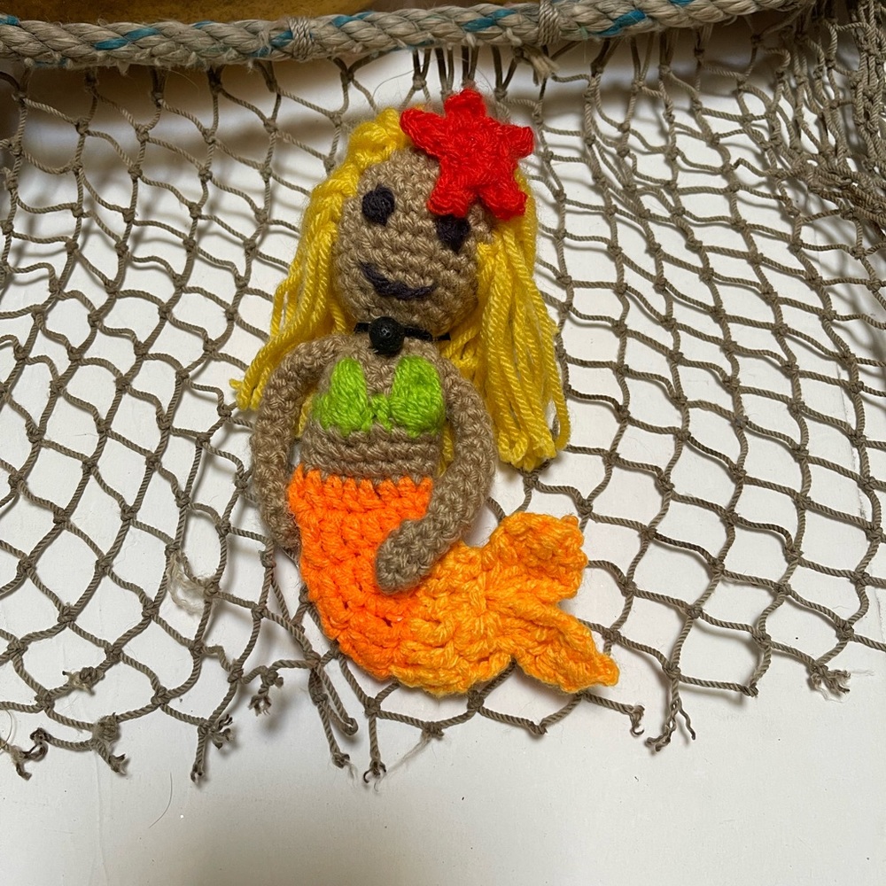 Crochet Mermaid Doll Ornament Lava Bead Essential Oil Diffuser SK